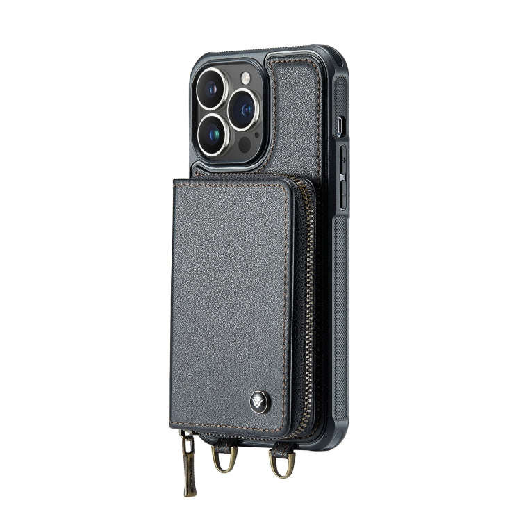 JEEHOOD C22 Series Zipper Wallet Phone Case with Long and Short Lanyard, For iPhone 14, For iPhon...
