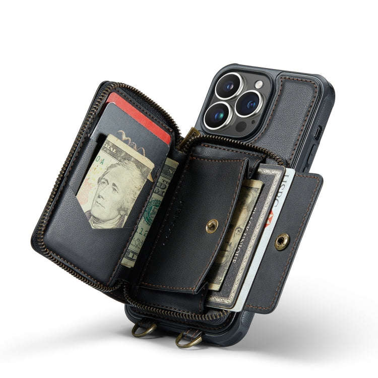 JEEHOOD C22 Series Zipper Wallet Phone Case with Long and Short Lanyard, For iPhone 14, For iPhon...