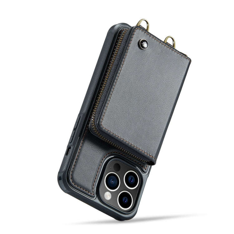 JEEHOOD C22 Series Zipper Wallet Phone Case with Long and Short Lanyard, For iPhone 14, For iPhon...