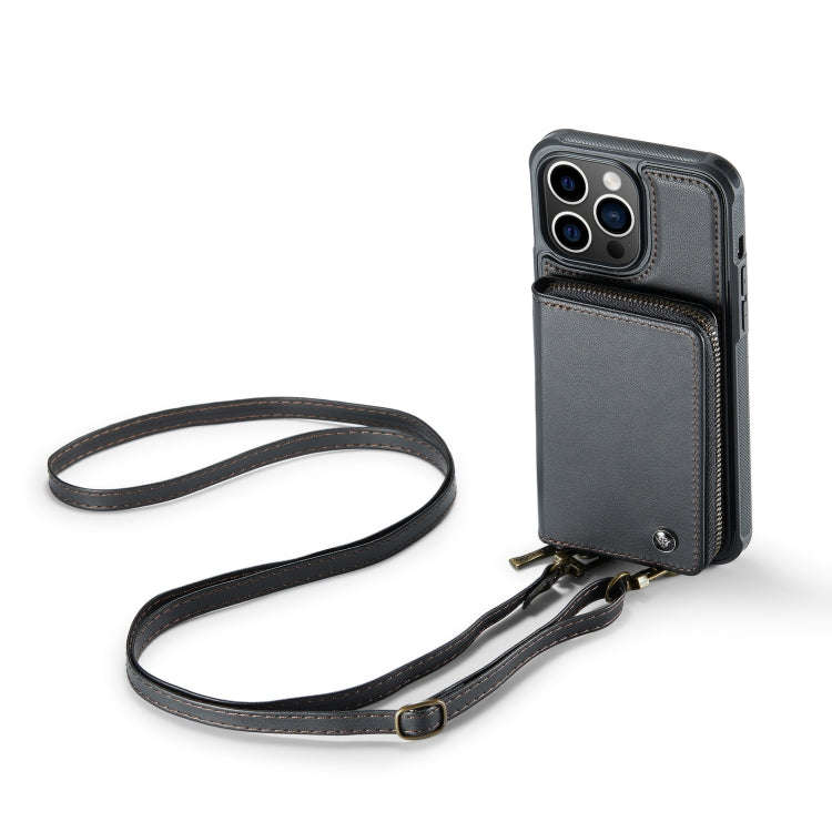 JEEHOOD C22 Series Zipper Wallet Phone Case with Long and Short Lanyard, For iPhone 14, For iPhon...