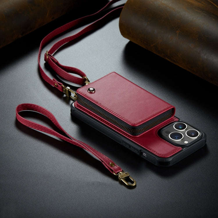 JEEHOOD C22 Series Zipper Wallet Phone Case with Long and Short Lanyard, For iPhone 14, For iPhon...