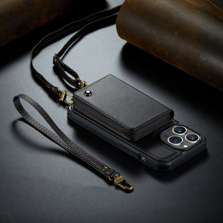 JEEHOOD C22 Series Zipper Wallet Phone Case with Long and Short Lanyard, For iPhone 14, For iPhon...