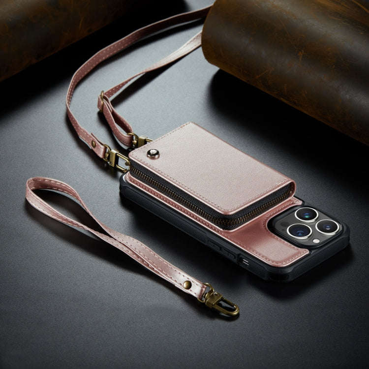 JEEHOOD C22 Series Zipper Wallet Phone Case with Long and Short Lanyard, For iPhone 14, For iPhon...