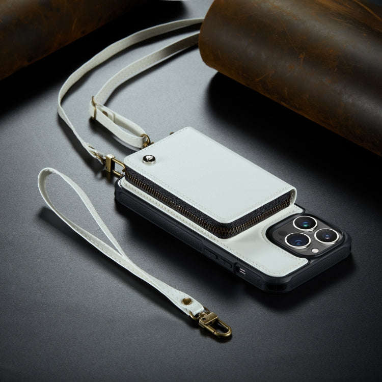 JEEHOOD C22 Series Zipper Wallet Phone Case with Long and Short Lanyard, For iPhone 14, For iPhon...