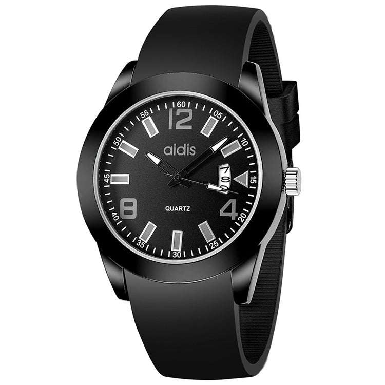addies MY-1601 Regular Version Silicone Watchstrap Quartz Watch, Support Calendar, S, L
