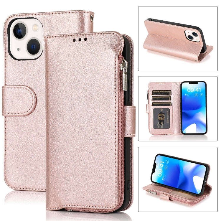 Microfiber Zipper Leather Phone Case, For iPhone 14 Pro Max, For iPhone 14 Pro, For iPhone 14, Fo...