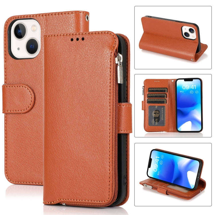 Microfiber Zipper Leather Phone Case, For iPhone 14 Pro Max, For iPhone 14 Pro, For iPhone 14, Fo...
