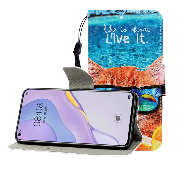 Colored Drawing Horizontal Flip Leather Case with Holder & Card Slot & Wallet, For Huawei Nova 5,...