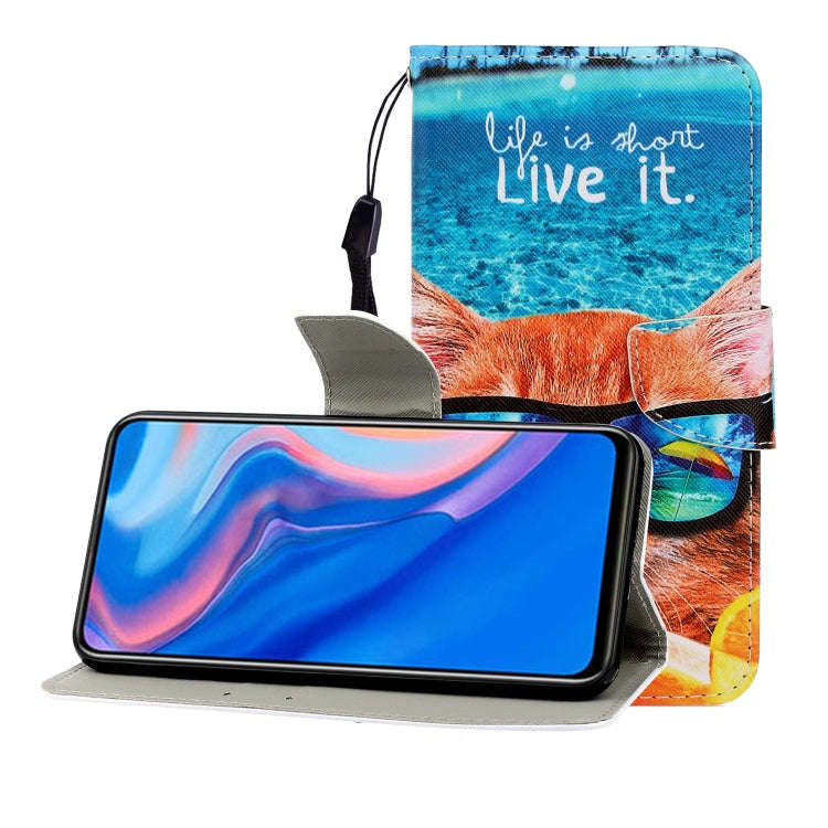 Colored Drawing Horizontal Flip Leather Case with Holder & Card Slot & Wallet, For Huawei P Smart...