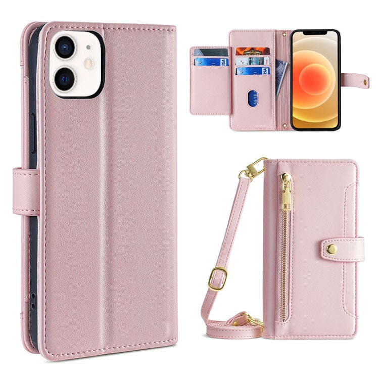 Sheep Texture Cross-body Zipper Wallet Leather Phone Case, For iPhone 12 mini, For iPhone 12 / 12...