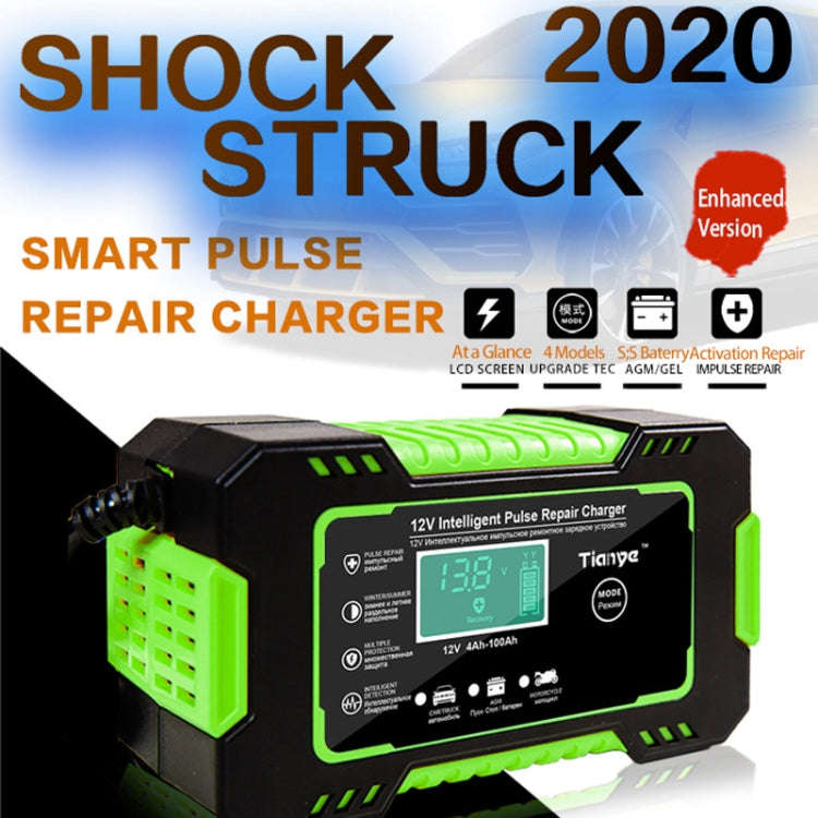 Motorcycle / Car Battery Smart Charger with LCD Creen, UK Plug, US Plug, AU Plug, EU Plug, JP Plug