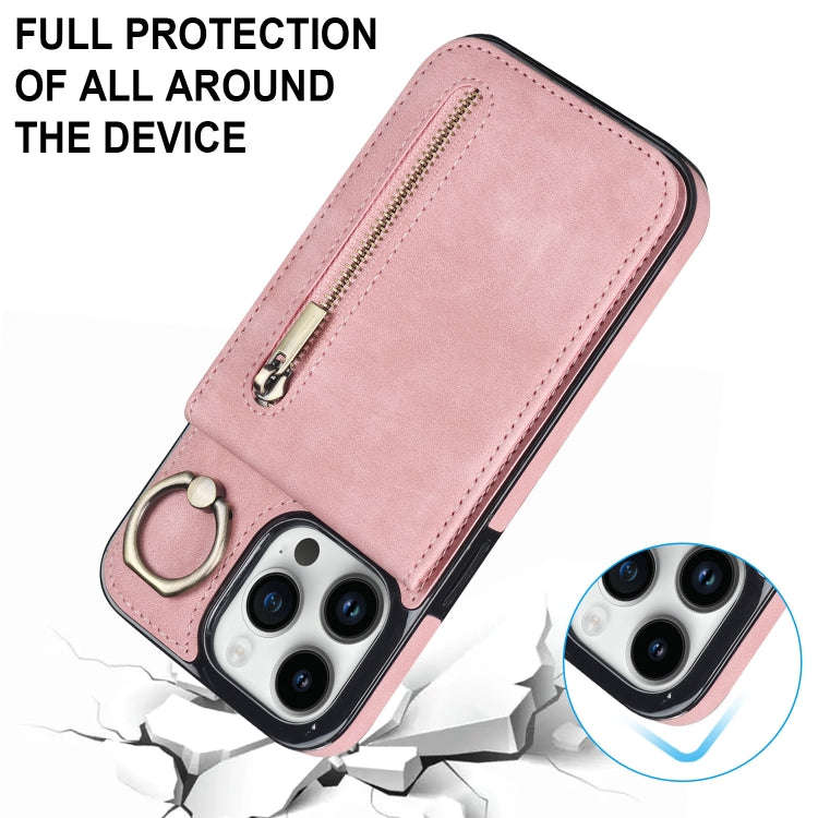 Retro Ring and Zipper RFID Card Slot Phone Case, For iPhone 14, For iPhone 14 Plus, For iPhone 14...