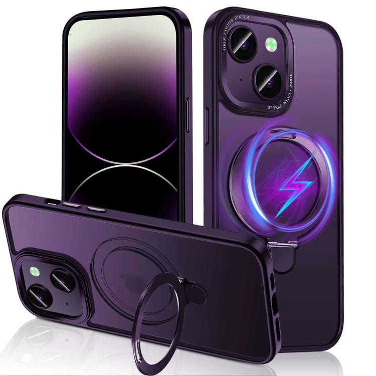 3 in 1 Skin Feel MagSafe Holder Phone Case, For iPhone 14 Pro Max, For iPhone 14 Pro, For iPhone ...