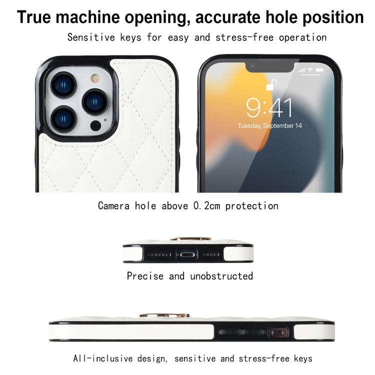 Rhombic PU Leather Phone Case with Ring Holder, For iPhone 13 Pro, For iPhone 13 Pro Max, For iPh...