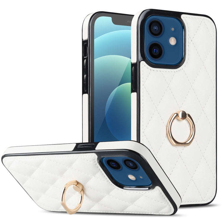 Rhombic PU Leather Phone Case with Ring Holder, For iPhone 13 Pro, For iPhone 13 Pro Max, For iPh...