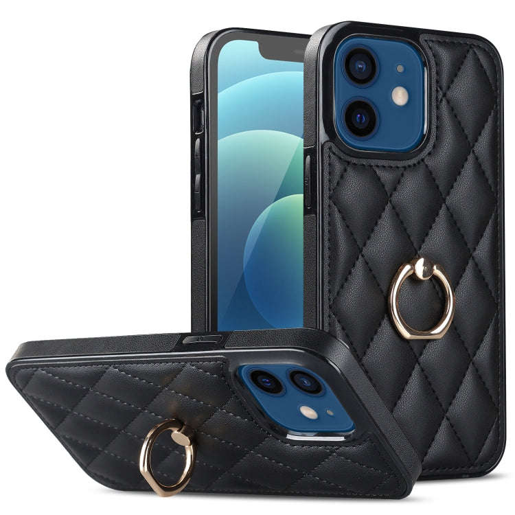 Rhombic PU Leather Phone Case with Ring Holder, For iPhone 13 Pro, For iPhone 13 Pro Max, For iPh...