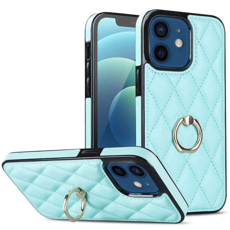 Rhombic PU Leather Phone Case with Ring Holder, For iPhone 13 Pro, For iPhone 13 Pro Max, For iPh...