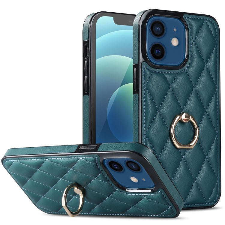 Rhombic PU Leather Phone Case with Ring Holder, For iPhone 13 Pro, For iPhone 13 Pro Max, For iPh...