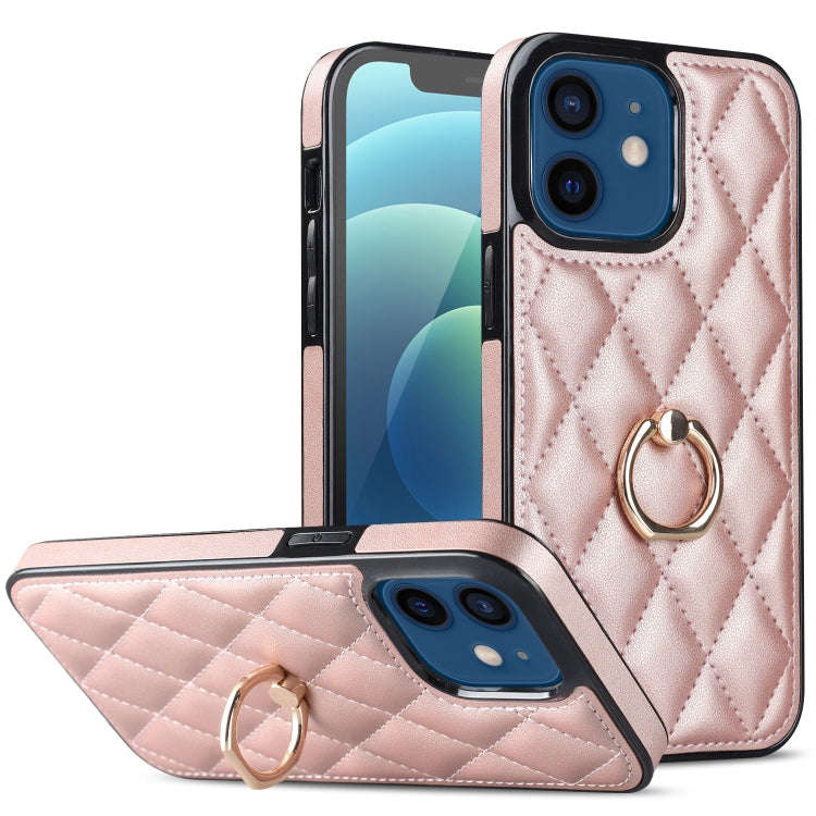 Rhombic PU Leather Phone Case with Ring Holder, For iPhone 13 Pro, For iPhone 13 Pro Max, For iPh...