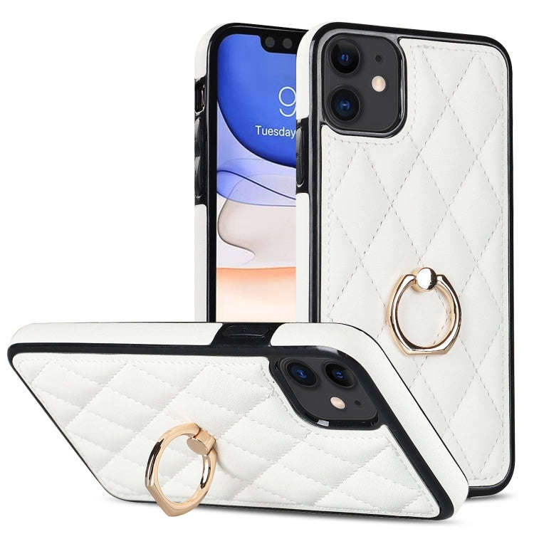 Rhombic PU Leather Phone Case with Ring Holder, For iPhone 13 Pro, For iPhone 13 Pro Max, For iPh...