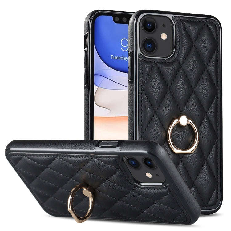 Rhombic PU Leather Phone Case with Ring Holder, For iPhone 13 Pro, For iPhone 13 Pro Max, For iPh...