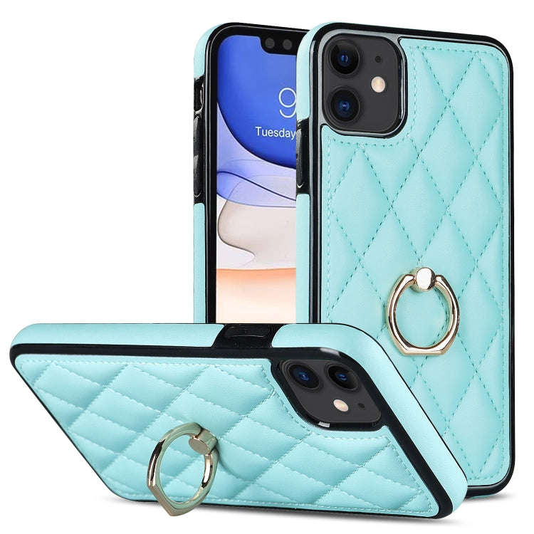 Rhombic PU Leather Phone Case with Ring Holder, For iPhone 13 Pro, For iPhone 13 Pro Max, For iPh...
