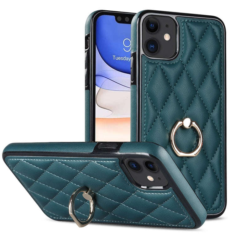 Rhombic PU Leather Phone Case with Ring Holder, For iPhone 13 Pro, For iPhone 13 Pro Max, For iPh...