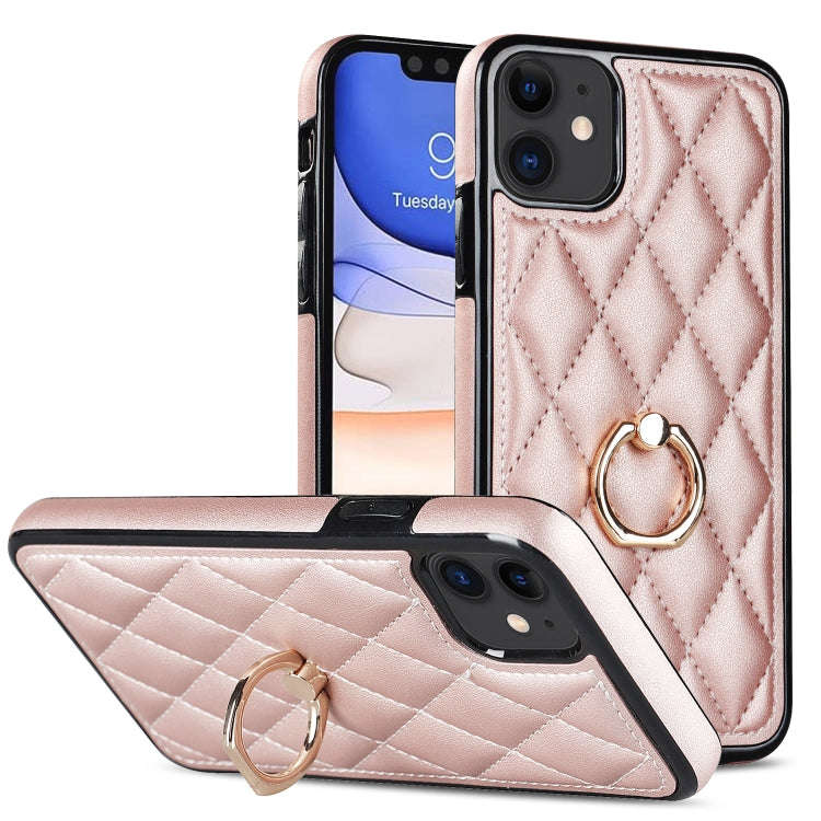 Rhombic PU Leather Phone Case with Ring Holder, For iPhone 13 Pro, For iPhone 13 Pro Max, For iPh...