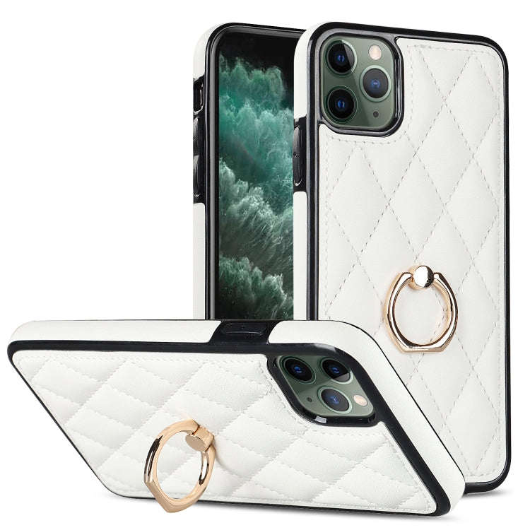 Rhombic PU Leather Phone Case with Ring Holder, For iPhone 11 Pro, For iPhone 11 Pro Max, For iPh...