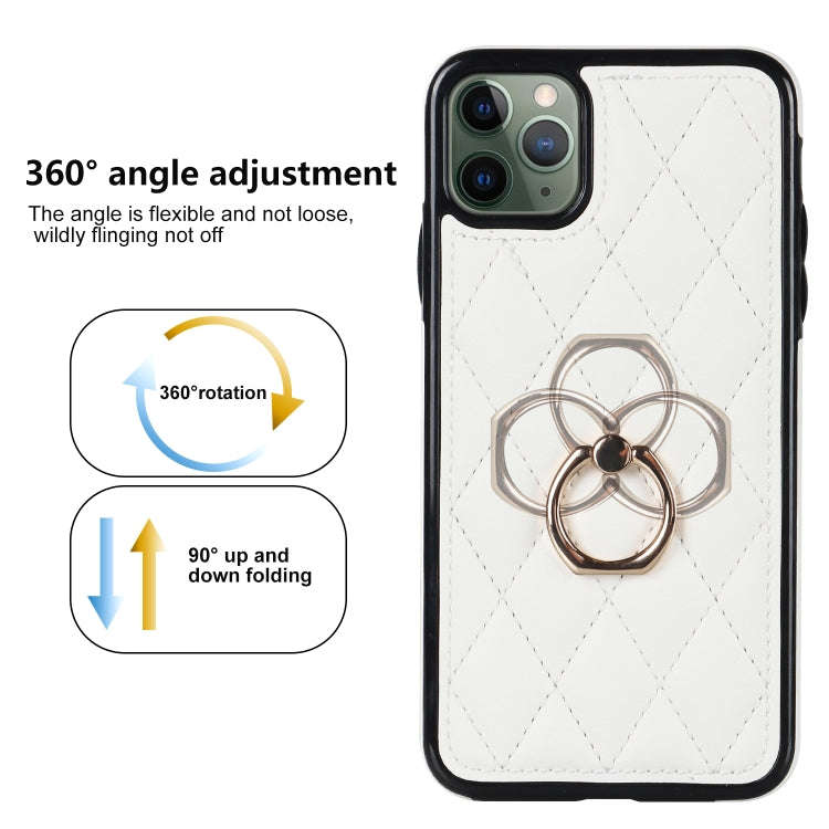 Rhombic PU Leather Phone Case with Ring Holder, For iPhone 11 Pro, For iPhone 11 Pro Max, For iPh...