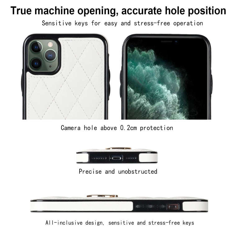Rhombic PU Leather Phone Case with Ring Holder, For iPhone 11 Pro, For iPhone 11 Pro Max, For iPh...