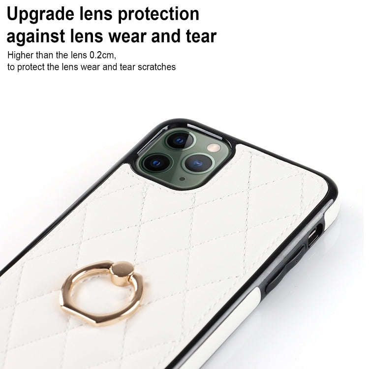 Rhombic PU Leather Phone Case with Ring Holder, For iPhone 11 Pro, For iPhone 11 Pro Max, For iPh...