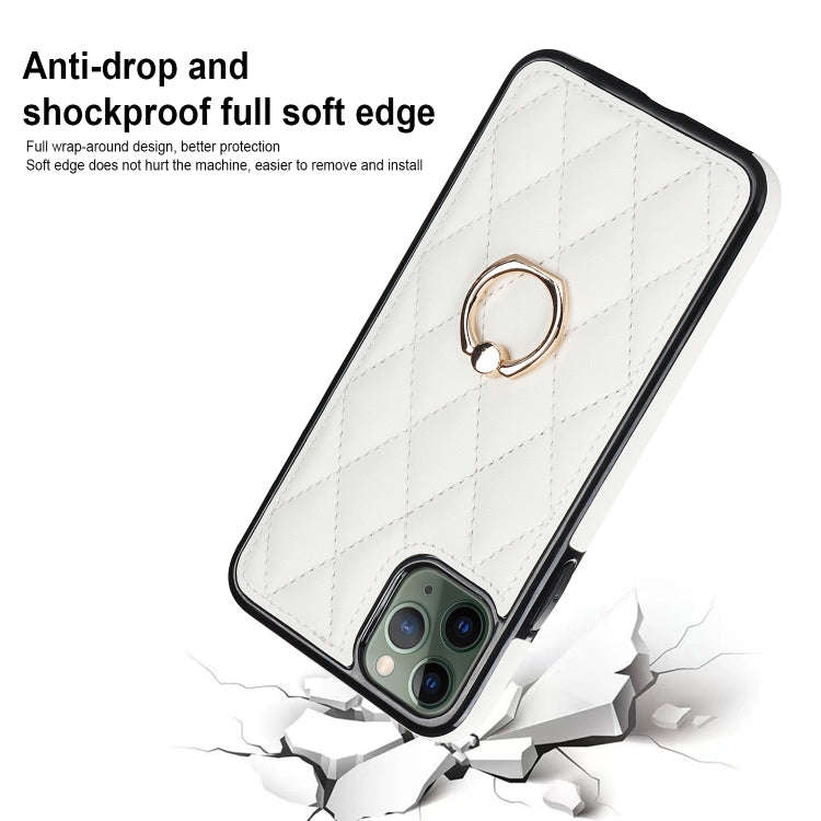 Rhombic PU Leather Phone Case with Ring Holder, For iPhone 11 Pro, For iPhone 11 Pro Max, For iPh...
