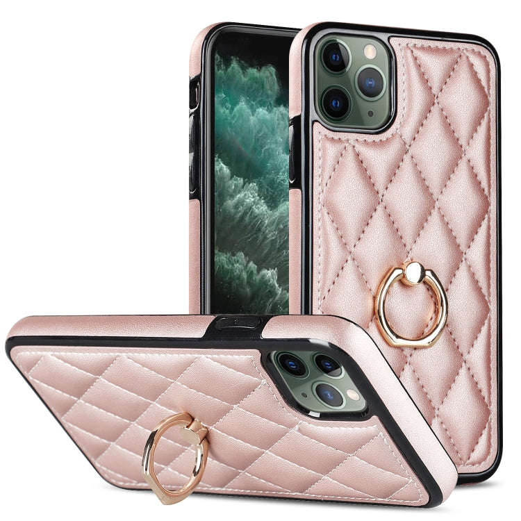 Rhombic PU Leather Phone Case with Ring Holder, For iPhone 11 Pro, For iPhone 11 Pro Max, For iPh...