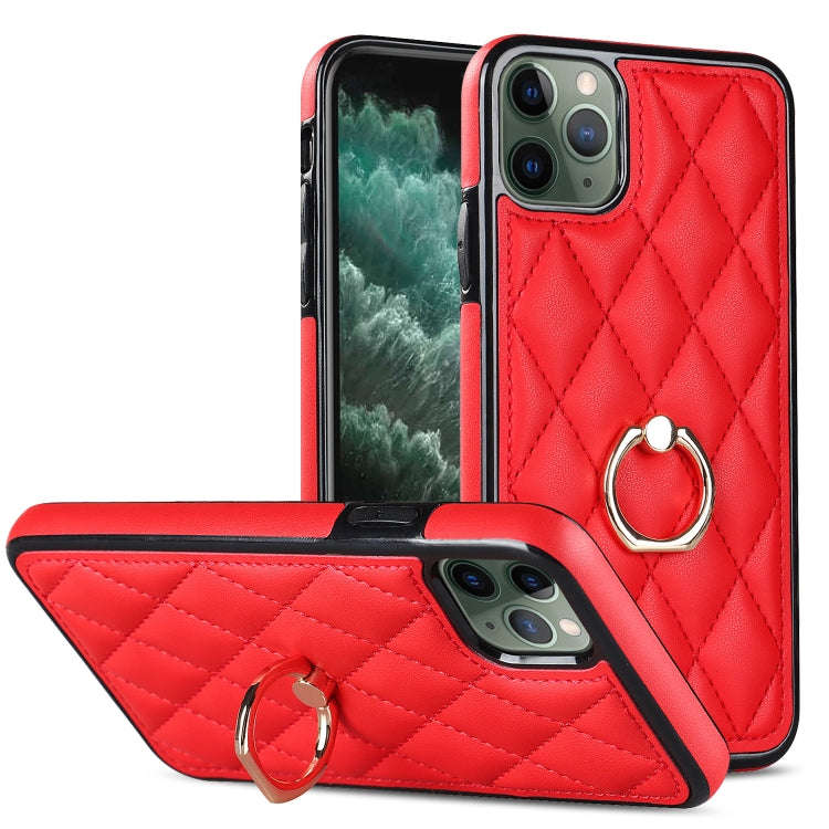 Rhombic PU Leather Phone Case with Ring Holder, For iPhone 11 Pro, For iPhone 11 Pro Max, For iPh...