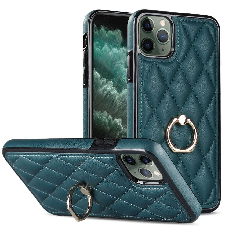 Rhombic PU Leather Phone Case with Ring Holder, For iPhone 11 Pro, For iPhone 11 Pro Max, For iPh...