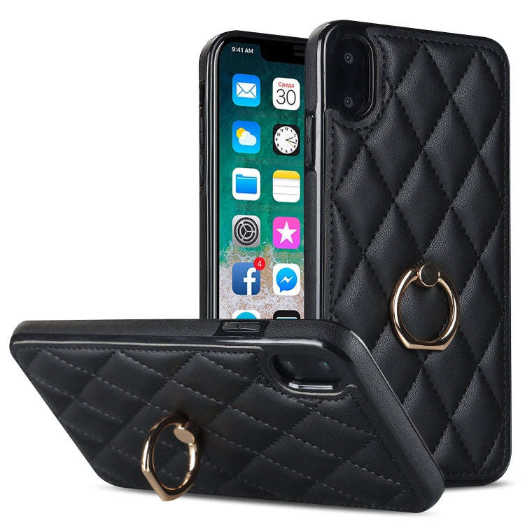 Rhombic PU Leather Phone Case with Ring Holder, For iPhone 11 Pro, For iPhone 11 Pro Max, For iPh...