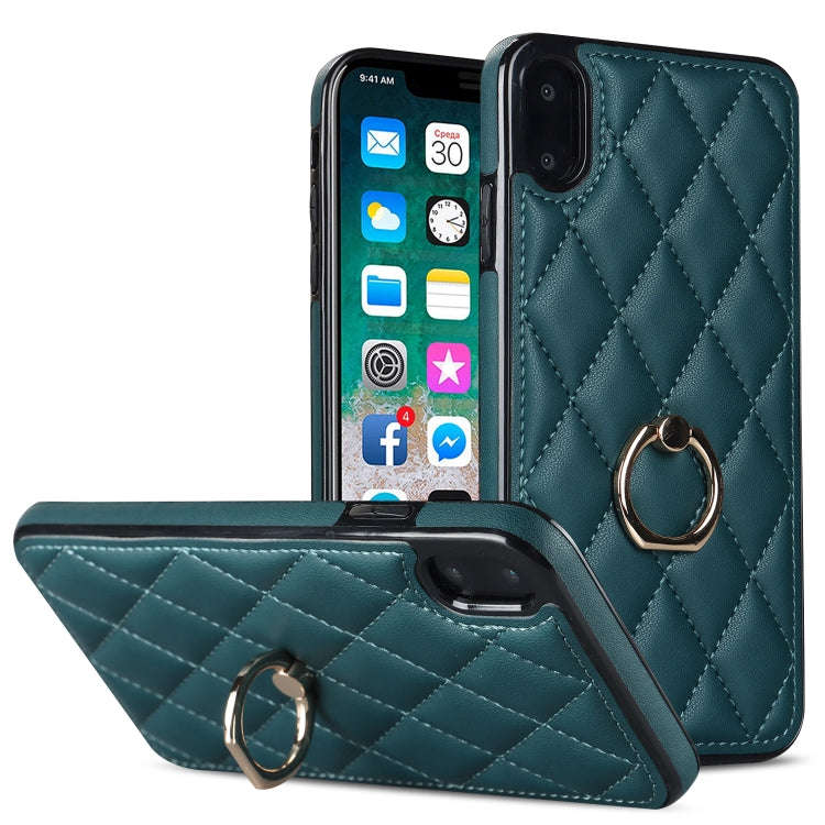 Rhombic PU Leather Phone Case with Ring Holder, For iPhone 11 Pro, For iPhone 11 Pro Max, For iPh...