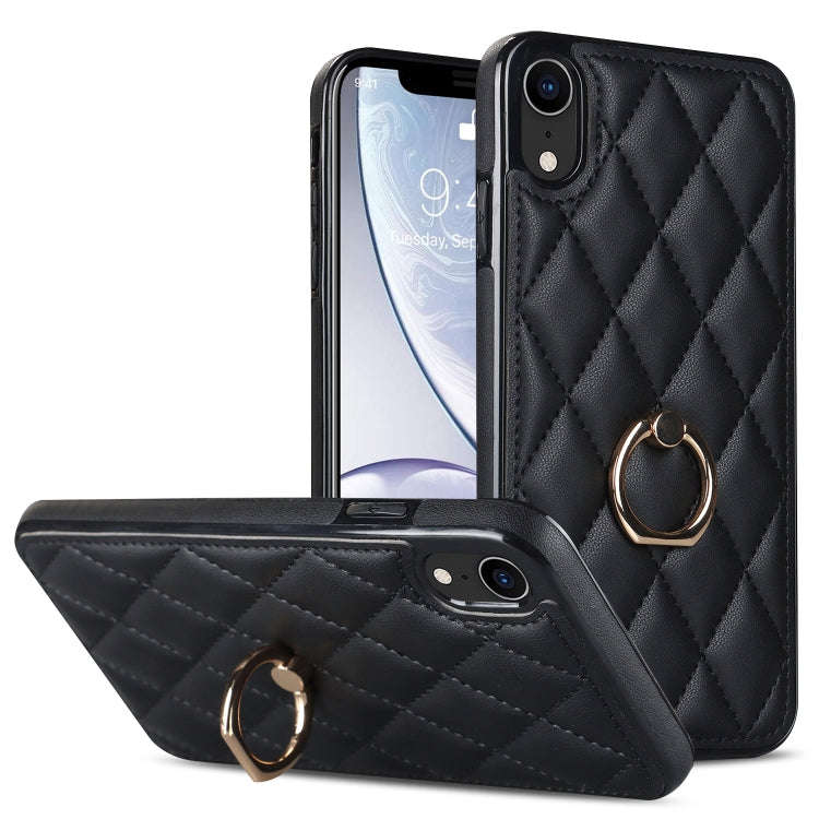 Rhombic PU Leather Phone Case with Ring Holder, For iPhone 11 Pro, For iPhone 11 Pro Max, For iPh...