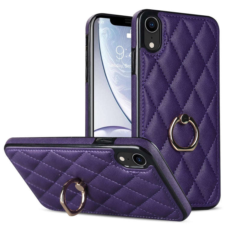 Rhombic PU Leather Phone Case with Ring Holder, For iPhone 11 Pro, For iPhone 11 Pro Max, For iPh...