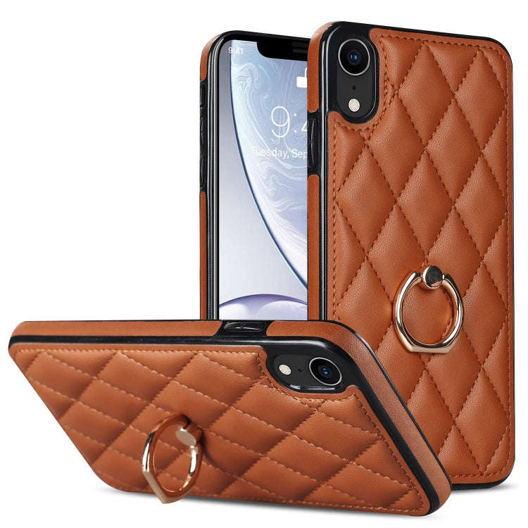 Rhombic PU Leather Phone Case with Ring Holder, For iPhone 11 Pro, For iPhone 11 Pro Max, For iPh...