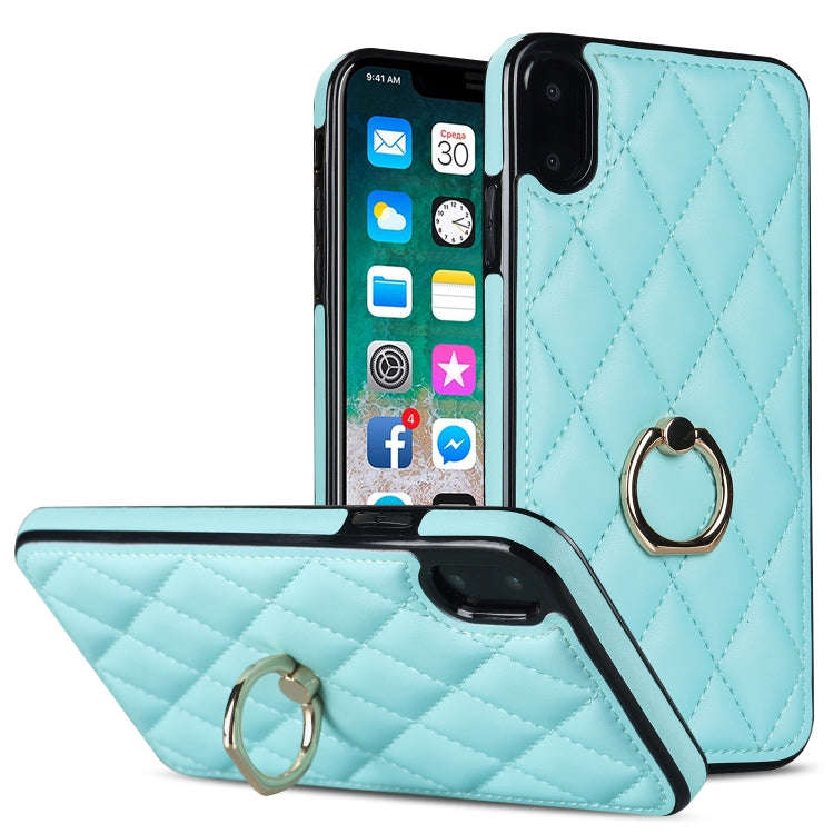 Rhombic PU Leather Phone Case with Ring Holder, For iPhone 11 Pro, For iPhone 11 Pro Max, For iPh...