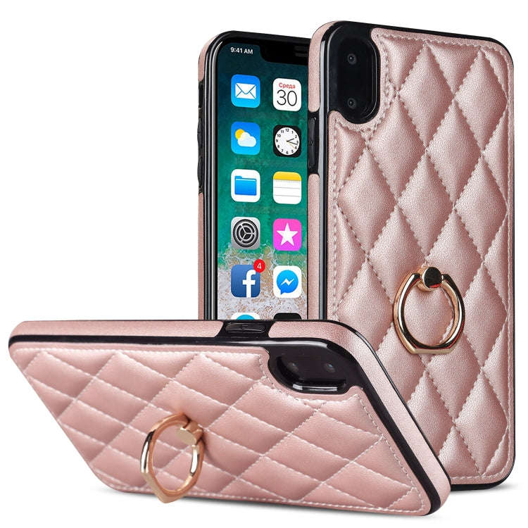 Rhombic PU Leather Phone Case with Ring Holder, For iPhone 11 Pro, For iPhone 11 Pro Max, For iPh...