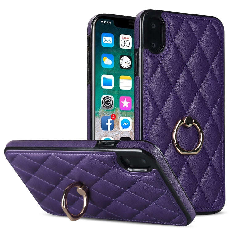 Rhombic PU Leather Phone Case with Ring Holder, For iPhone 11 Pro, For iPhone 11 Pro Max, For iPh...