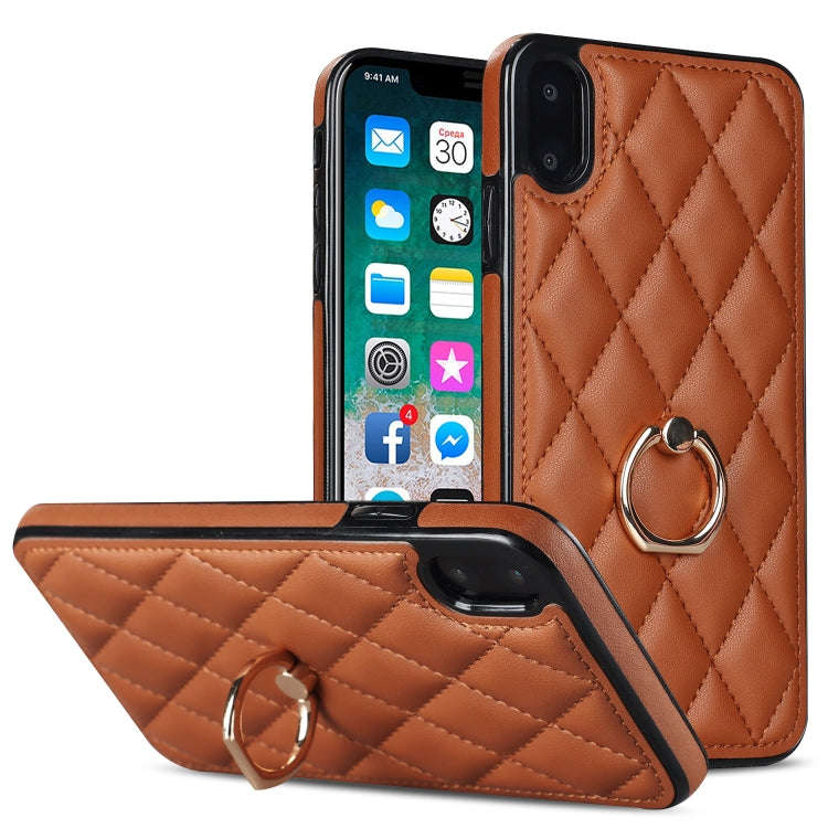 Rhombic PU Leather Phone Case with Ring Holder, For iPhone 11 Pro, For iPhone 11 Pro Max, For iPh...