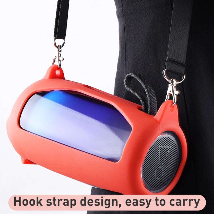 Colorful Light Effect Bluetooth Speaker Silicone Case with Shoulder Strap, For JBL Pulse 5 Black,...
