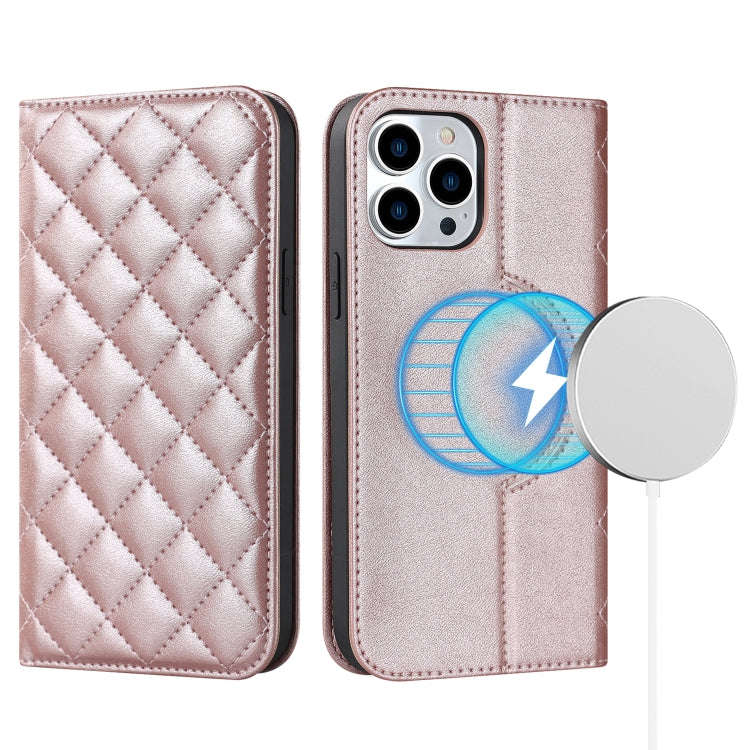 Rhombic MagSafe RFID Anti-Theft Wallet Leather Phone Case, For iPhone 13 Pro, For iPhone 13 Pro M...