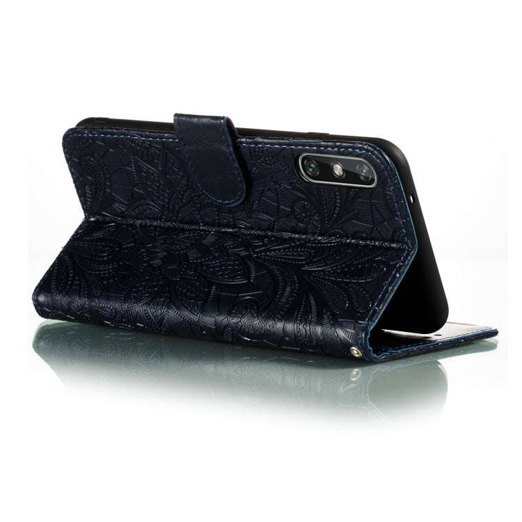 Lace Flower Embossing Pattern Horizontal Flip Leather Case , with Holder & Card Slots & Wallet & ...