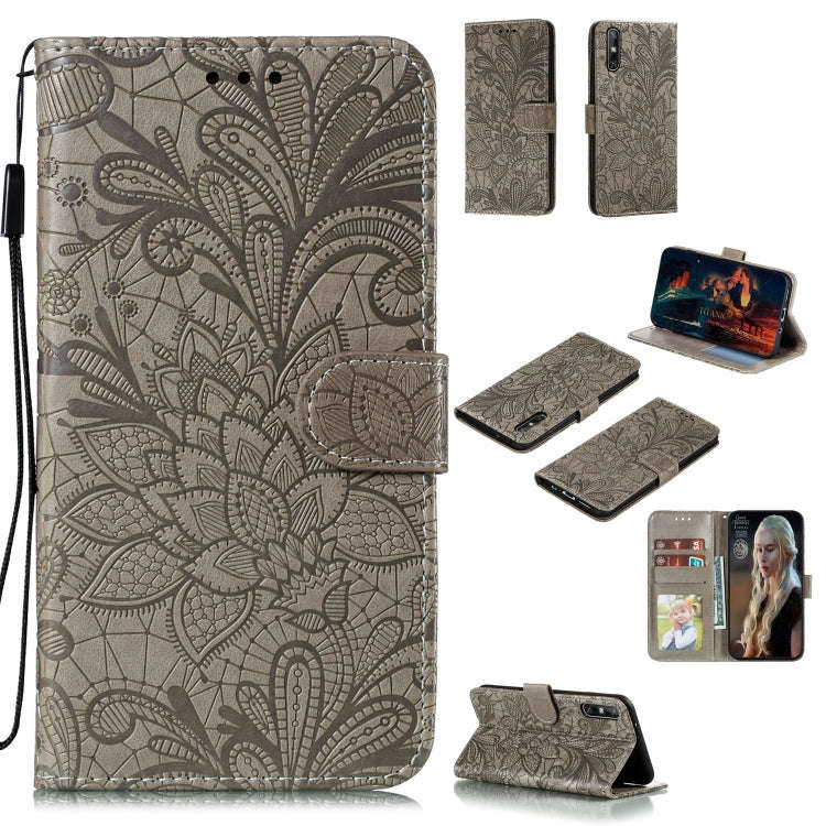 Lace Flower Embossing Pattern Horizontal Flip Leather Case , with Holder & Card Slots & Wallet & ...