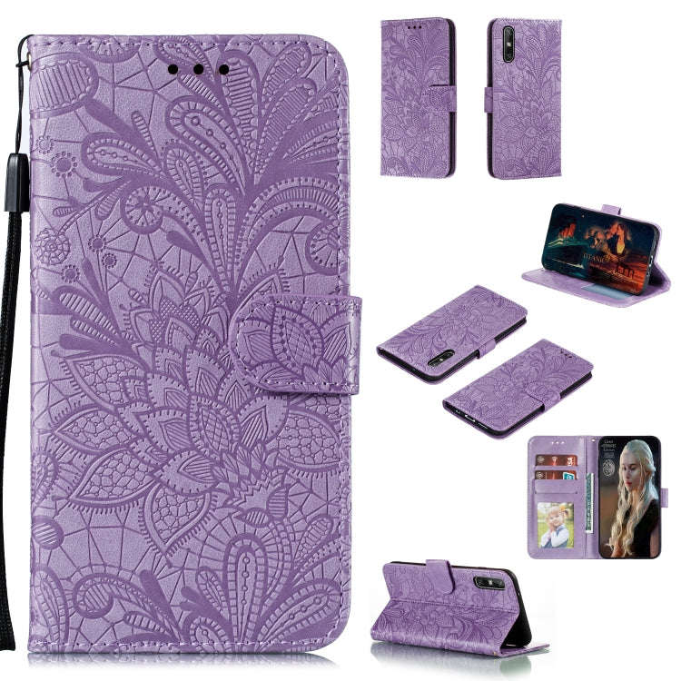 Lace Flower Embossing Pattern Horizontal Flip Leather Case , with Holder & Card Slots & Wallet & ...